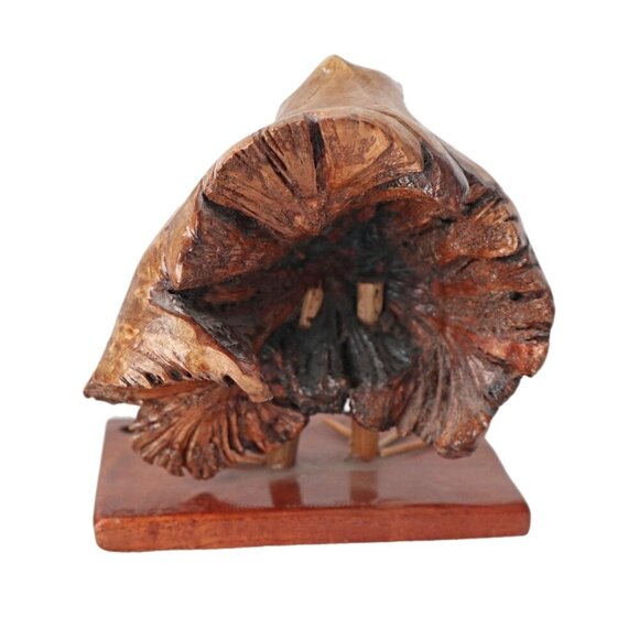 Vintage Hand-Carved Wooden Owl Bird Wood Burl Rustic Decor - Picture 5 of 6